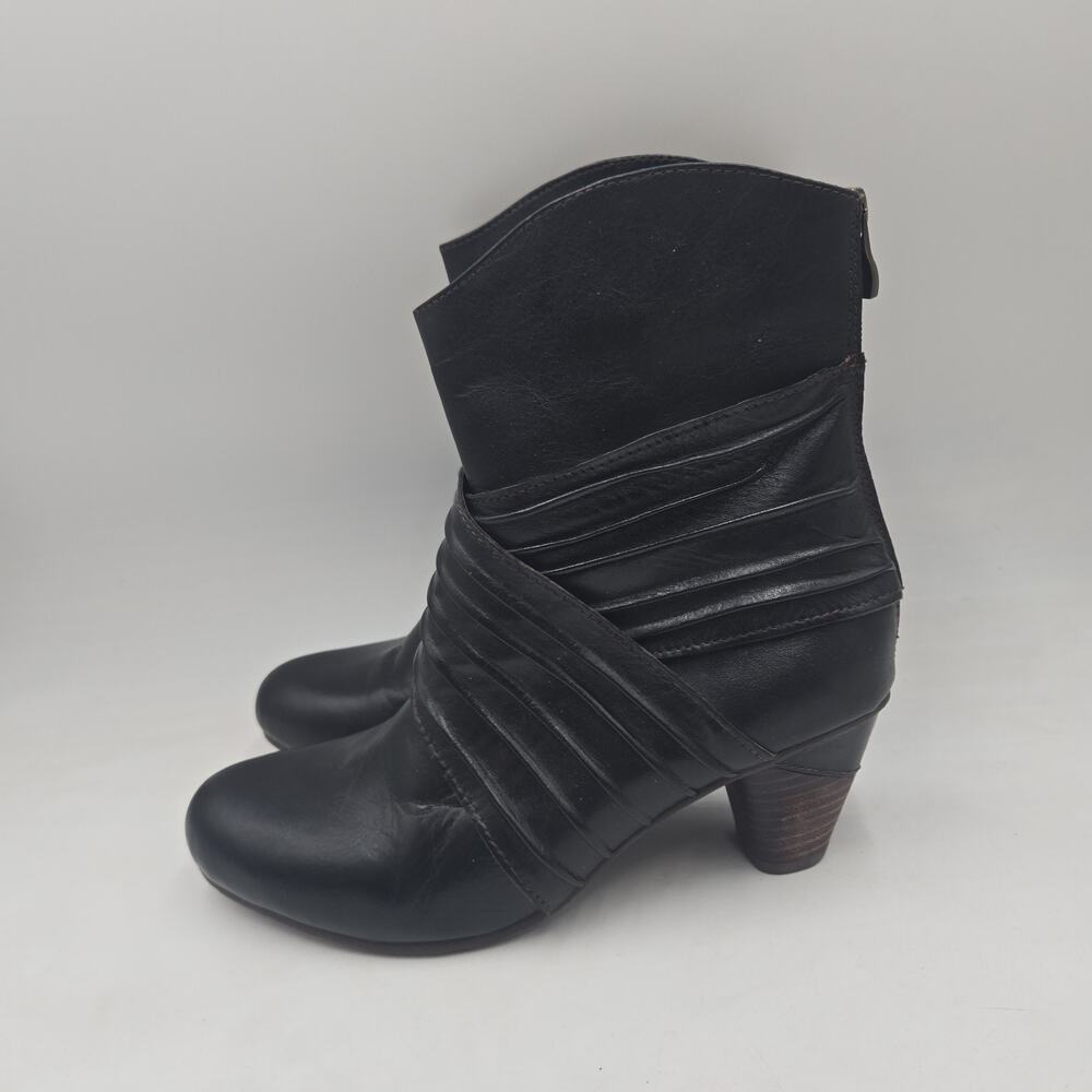 L'Artiste Spring Step Black Leather Lace Up Block Heel Ankle Boots Sz 39 US 8.5 - Picture 3 of 8